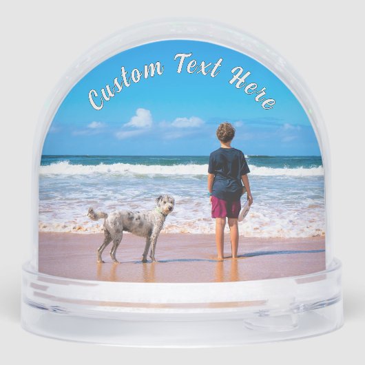 Create Your Pet Photo Snow Globe Gift Custom Text Sneeuwbol (Achterkant)