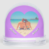 Create Your Photo Heart Snow Globe Gift with Names Sneeuwbol (Achterkant)