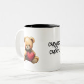 Created to Create Teddy Bear 11oz Mug Tweekleurige Koffiemok (Voorkant links)