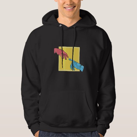 Creatie schilderij parodie robot vingers hoodie (Voorkant)