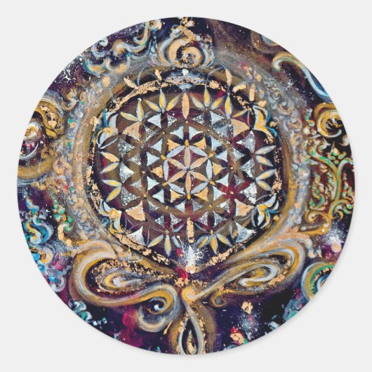 Creatie tijd 'Kosmische Oceaan' selectie Ronde Sticker (Voorkant)