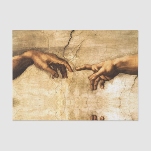  creatie van Adam God's hand Michelangelo Tissuepapier (Voorkant)