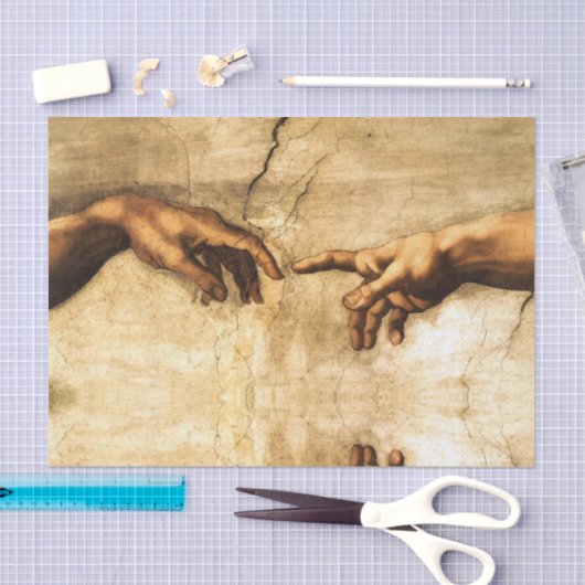 creatie van Adam God's hand Michelangelo Tissuepapier (Craft)