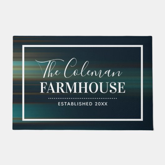 Creatief Abstract Zwart Blauw Familie Monogram Deurmat (Voorkant)