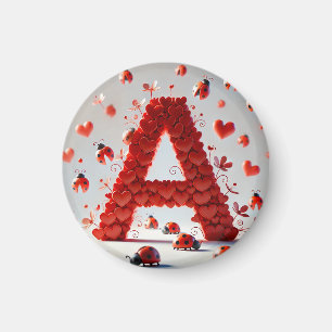 Creatief Alfabet Letter A met Hartvormen Magneet