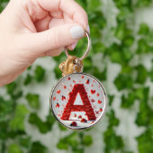 Creatief alfabet letter A met hartvormen Sleutelhanger (Hand)
