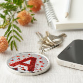 Creatief alfabet letter A met hartvormen Sleutelhanger (Zijkant)