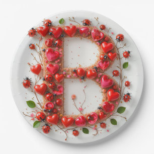 Creatief Alfabet Letter B met Hartvormen Papieren Bordje