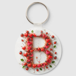 Creatief Alfabet Letter B met Hartvormen Sleutelhanger