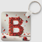 Creatief Alfabet Letter B met Hartvormen Sleutelhanger (Achterkant)