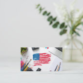Creatief Amerikaans Flag Art Design Visitekaartje (Staand voorkant)