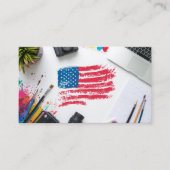 Creatief Amerikaans Flag Art Design Visitekaartje (Voorkant)
