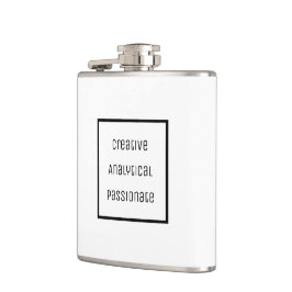 Creatief, analytisch, gepassioneerd vinyl verpakt heupfles