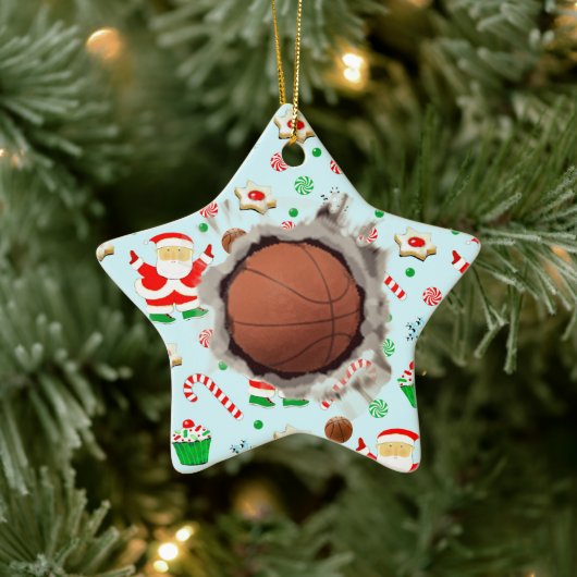 Creatief Basketbal Kerstmis Keramisch Ornament (Boom)