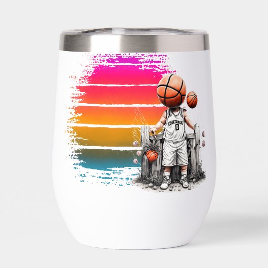 Creatief basketbalontwerp - speler, schoen en bal (Achterkant)