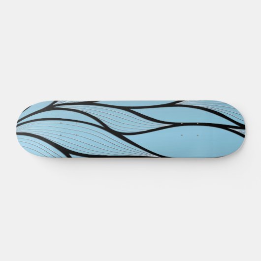 Creatief bladpatroon in luchtig blauwe tinten persoonlijk skateboard (Horizontaal)
