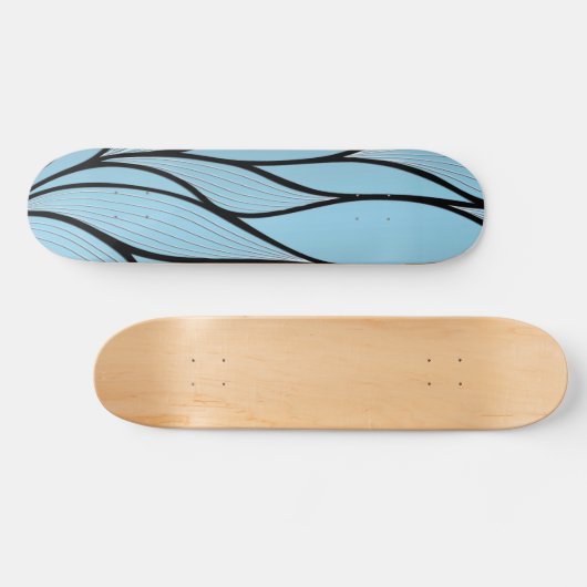 Creatief bladpatroon in luchtig blauwe tinten persoonlijk skateboard (Horizontaal)