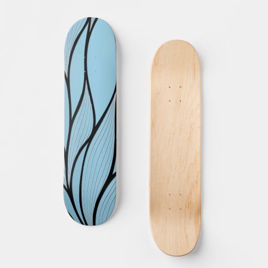 Creatief bladpatroon in luchtig blauwe tinten persoonlijk skateboard (Voorkant)
