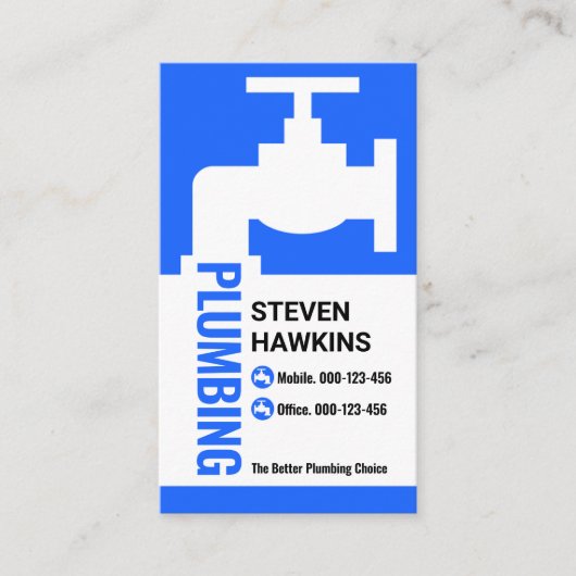 Creatief blauw kraan sanitair lek visitekaartje (Voorkant)