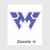 Creatief Blauw Modern en Minimaal Letter W Monogra Sticker (Vel)