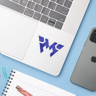 Creatief Blauw Modern en Minimaal Letter W Monogra Sticker