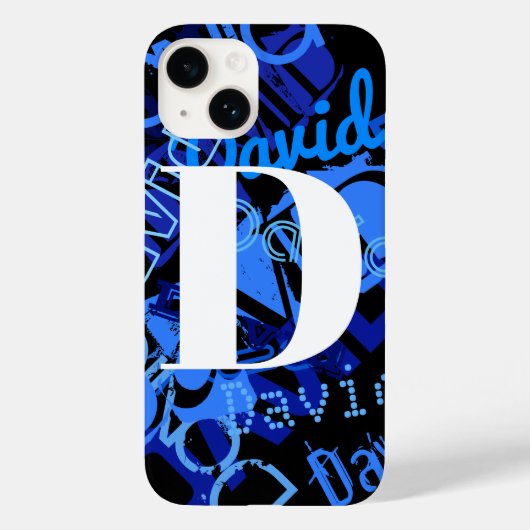Creatief Blauw Monogram Case-Mate iPhone Case (Achterkant)