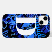 Creatief Blauw Monogram Case-Mate iPhone Case (Achterkant (horizontaal))