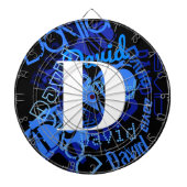Creatief Blauw Monogram Dartbord (Voorkant)