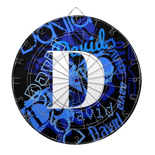 Creatief Blauw Monogram Dartbord (Voorkant)