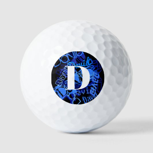 Creatief Blauw Monogram Golfballen (Voorkant)