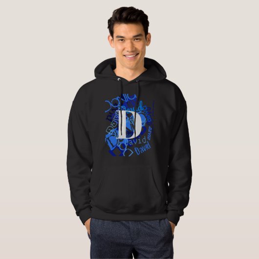 Creatief Blauw Monogram Hoodie (Voorkant volledig)
