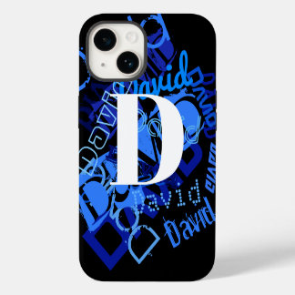 Creatief Blauw Monogram iPhone 14 Hoesje