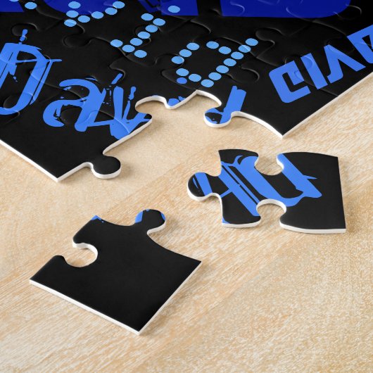 Creatief Blauw Monogram Legpuzzel (Zijkant)