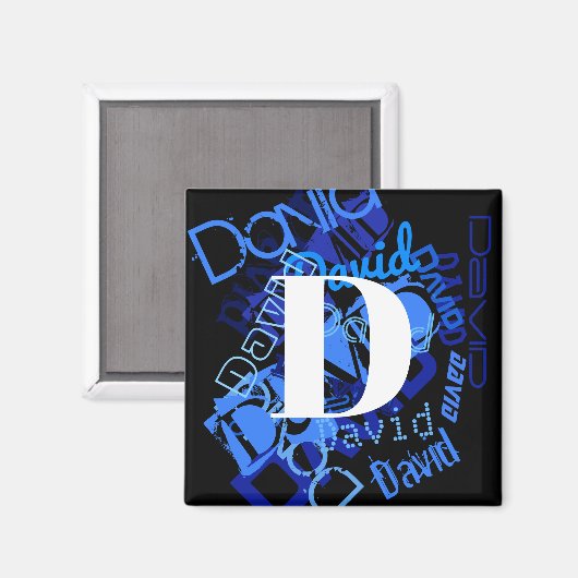 Creatief Blauw Monogram Magneet (Voorkant / Achterkant)