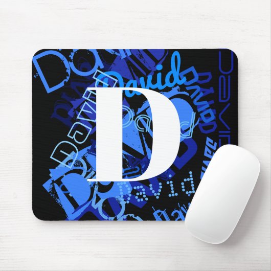 Creatief Blauw Monogram Muismat (Met muis)