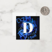 Creatief Blauw Monogram Notitiekaartje (Voorkant / Achterkant in situ)