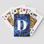 Creatief Blauw Monogram Pokerkaarten (Achterkant)
