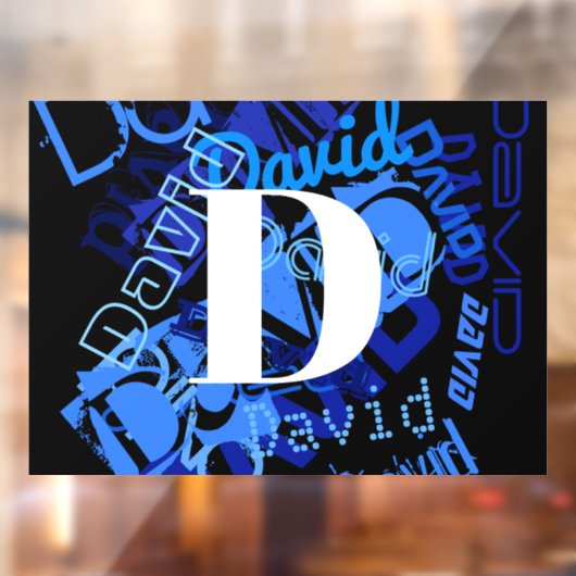 Creatief Blauw Monogram Raamsticker (Vel 2)