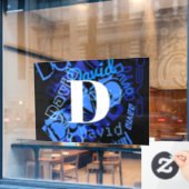 Creatief Blauw Monogram Raamsticker (Cafe Raam)