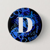 Creatief Blauw Monogram Ronde Button 5,7 Cm (Voorkant)