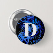 Creatief Blauw Monogram Ronde Button 5,7 Cm (Voorkant /achterkant)