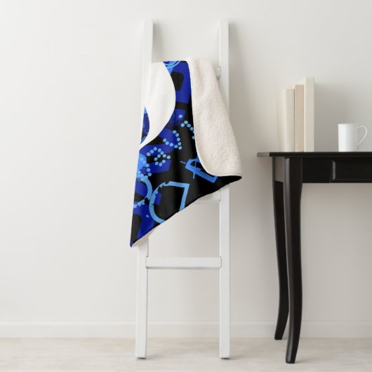 Creatief Blauw Monogram Sherpa Deken (In situ)