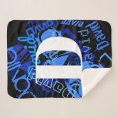 Creatief Blauw Monogram Sherpa Deken (Voorkant (horizontaal))