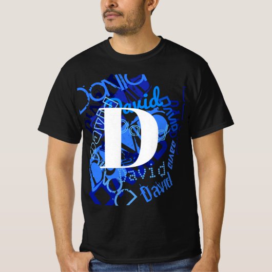 Creatief Blauw Monogram T-shirt (Voorkant)
