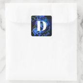Creatief Blauw Monogram Vierkante Sticker (Tas)