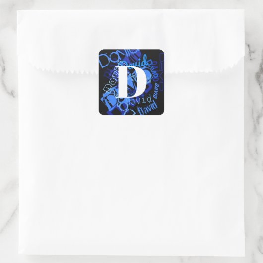 Creatief Blauw Monogram Vierkante Sticker (Tas)