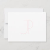 Creatief Blush Roze Monogram Modern Minimalist Notitiekaartje (Achterkant)