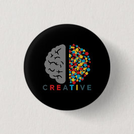 Creatief Brein Kleurrijk Denknnetwerk Ronde Button 3,2 Cm