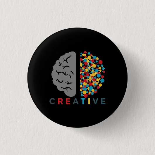 Creatief Brein Kleurrijk Denknnetwerk Ronde Button 3,2 Cm (Voorkant)