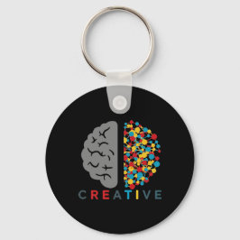 Creatief brein Kleurrijk denknnetwerk Sleutelhanger